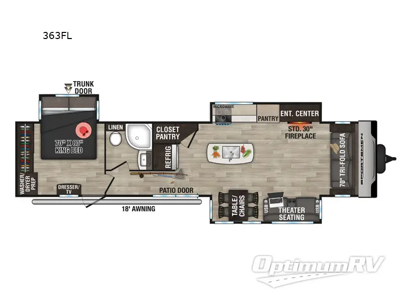 2024 KZ Sportsmen 363FL RV Floorplan Photo