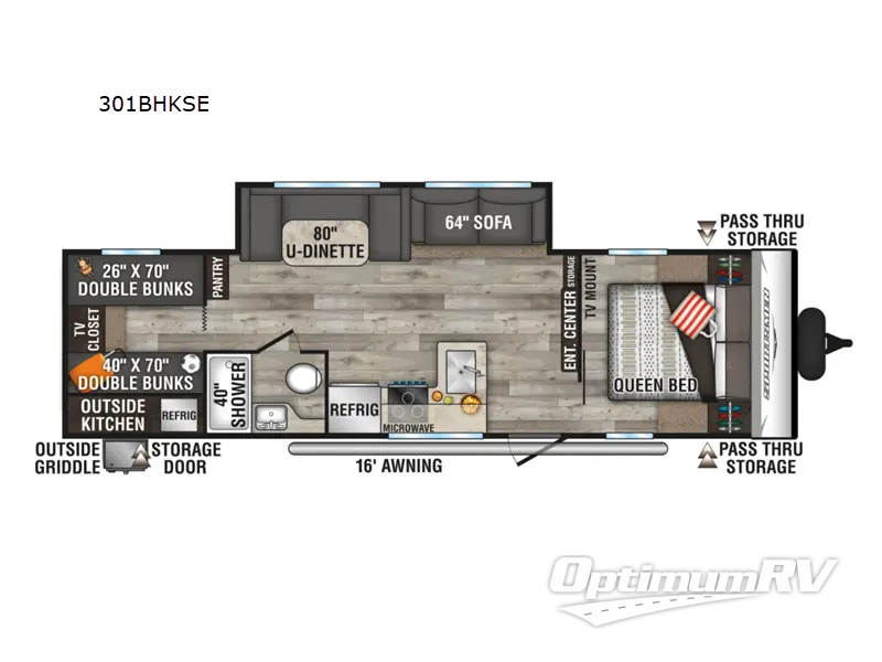 2023 KZ Sportsmen SE 301BHKSE RV Floorplan Photo