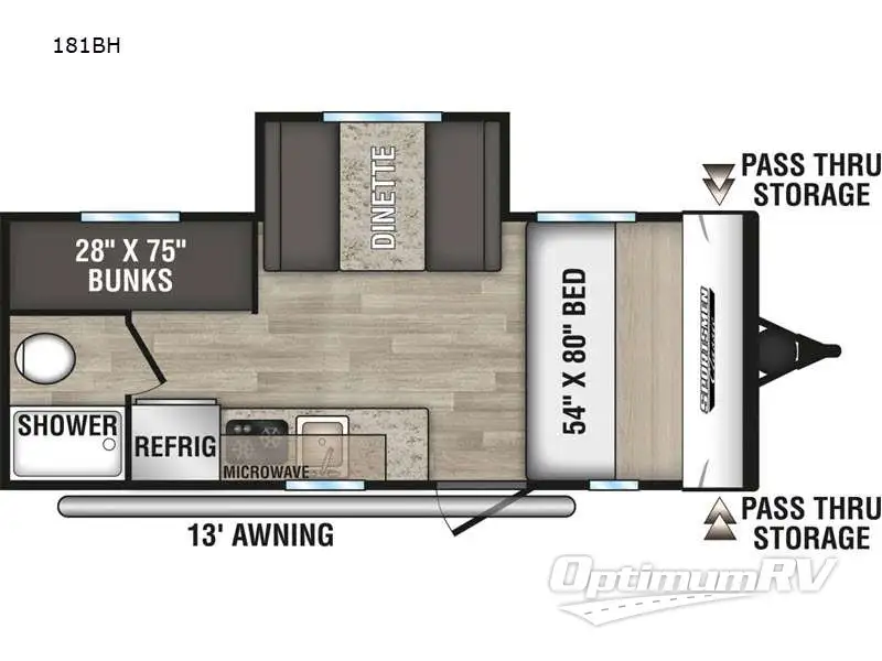 2024 KZ SPORTSMEN CLASSIC 181BH RV Floorplan Photo