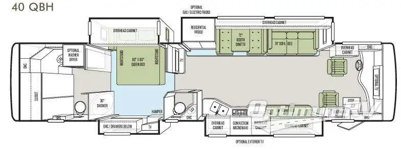 2013 Tiffin Phaeton 40 QBH Floorplan Photo