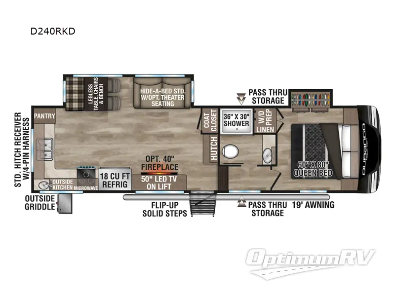 2024 KZ Durango Half-Ton D240RKD RV Floorplan Photo