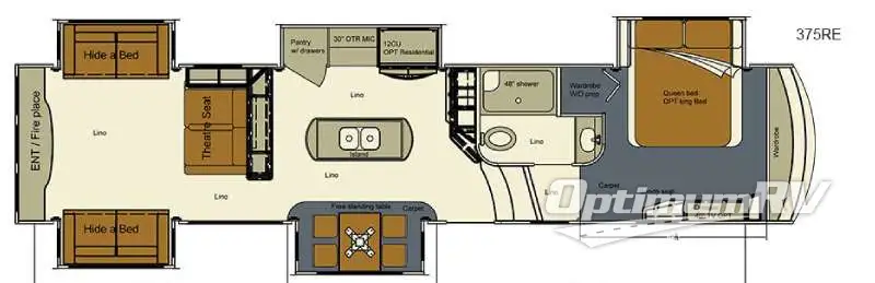 2016 EverGreen RV Bay Hill 375RE Floorplan Photo