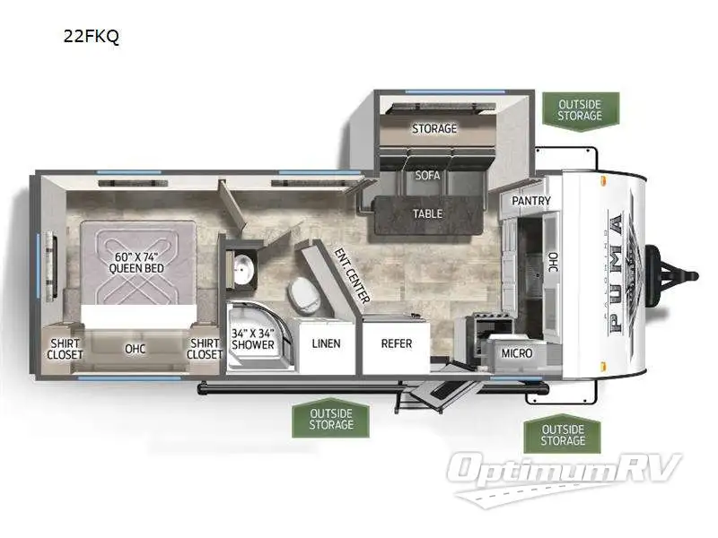 2024 Palomino Puma 22FKQ Floorplan Photo