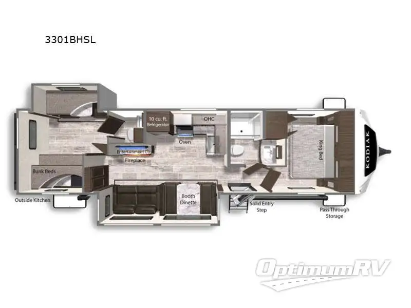 2023 Dutchmen Kodiak Ultimate 3301BHSL RV Floorplan Photo
