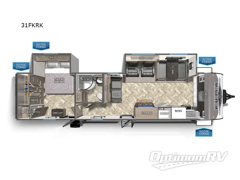 2023 Palomino Puma 31FKRK RV Floorplan Photo