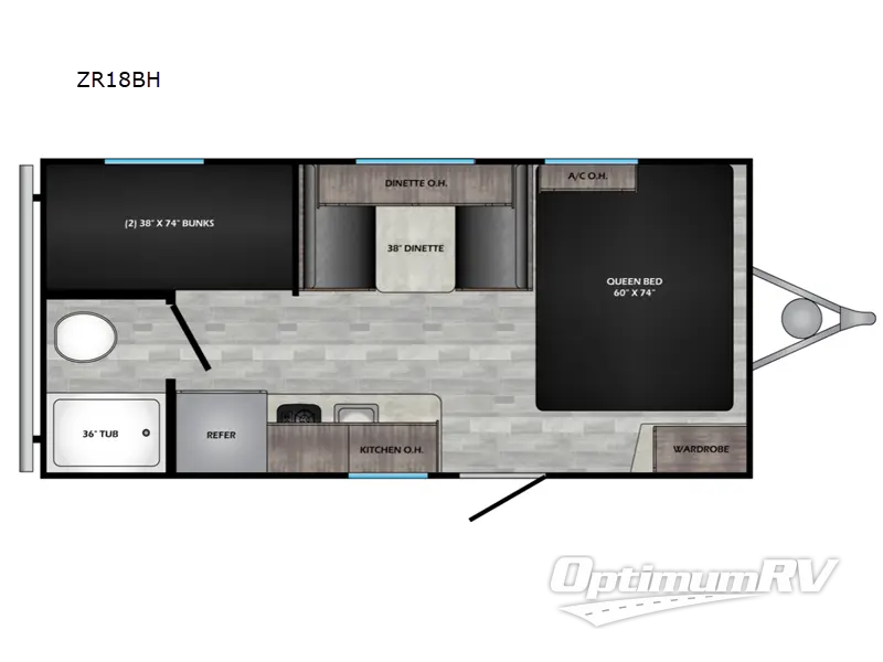 2021 CrossRoads Zinger Lite ZR18BH Floorplan Photo