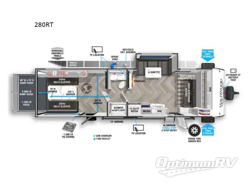 2021 Forest River Wildwood FSX 280RT Floorplan Photo