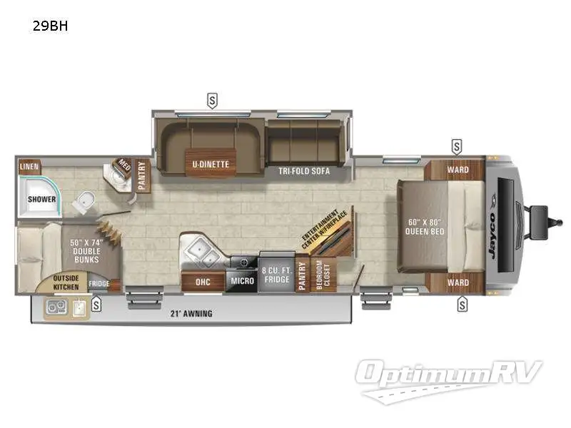 2021 Jayco White Hawk 29BH Floorplan Photo