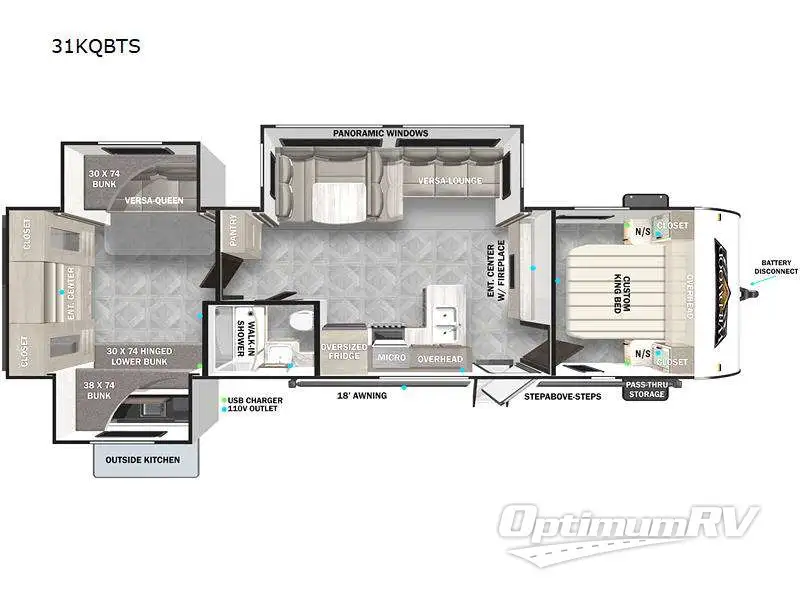 2023 Forest River Wildwood 31KQBTS Floorplan Photo