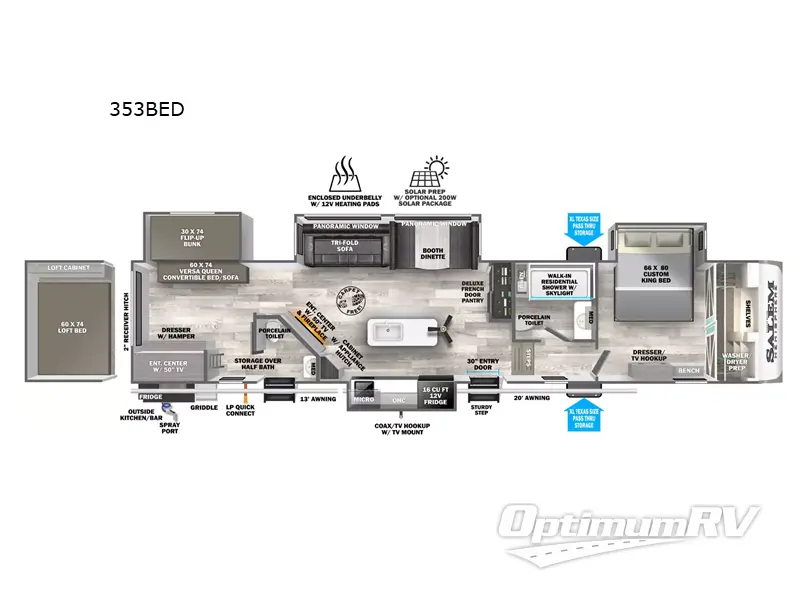 2023 Forest River Salem Hemisphere 353BED RV Floorplan Photo