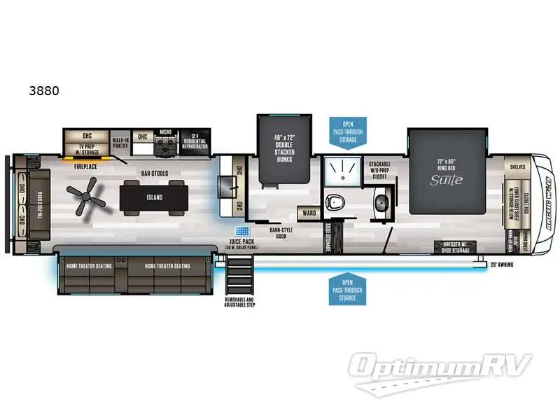 2022 Forest River Cherokee Arctic Wolf Suite 3880 RV Floorplan Photo