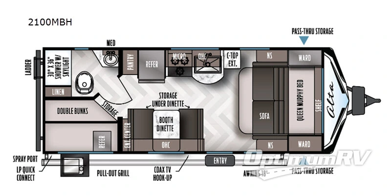 2020 East To West Alta 2100MBH RV Floorplan Photo