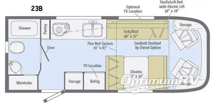 2015 Winnebago Trend 23B RV Floorplan Photo