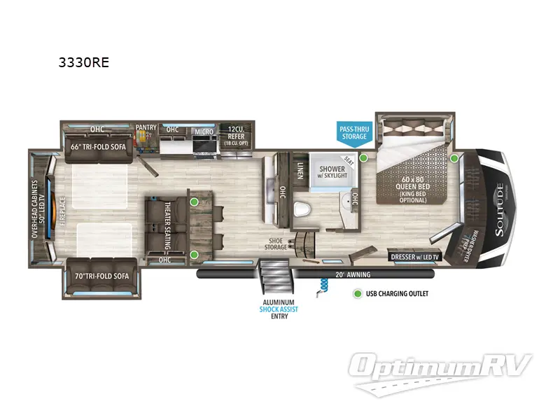 2023 Grand Design Solitude S-Class 3330RE Floorplan Photo