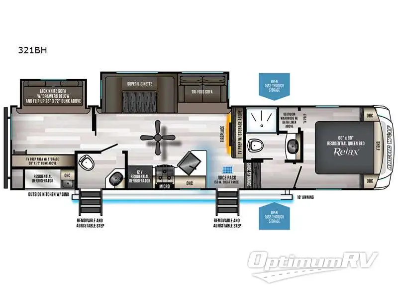 2022 Forest River Cherokee Arctic Wolf 321BH Floorplan Photo