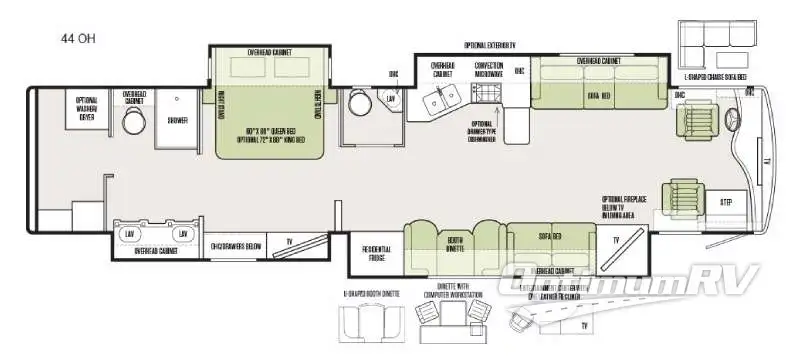 2016 Tiffin Phaeton 44 OH Floorplan Photo