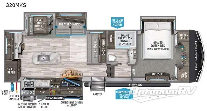 2021 Grand Design Reflection 320MKS RV Floorplan Photo