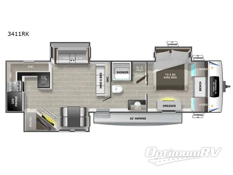 2023 Prime Time LaCrosse 3411RK RV Floorplan Photo