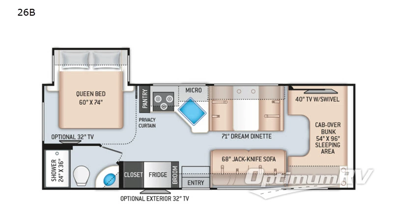 2021 Thor Four Winds 26B RV Floorplan Photo