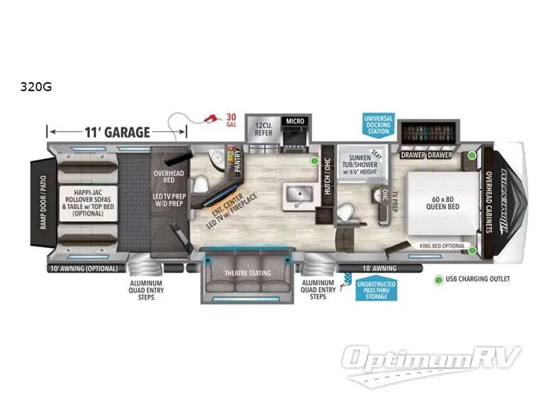 2022 Grand Design Momentum G-Class 320G RV Floorplan Photo