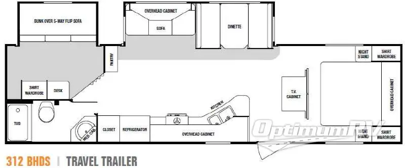 2008 SunnyBrook Sunset Creek 312BHDS RV Floorplan Photo