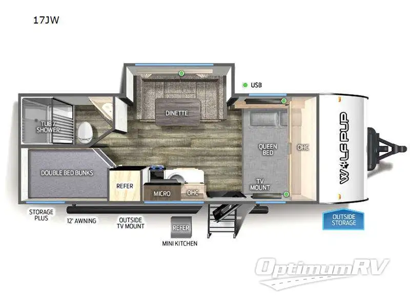 2024 Forest River Cherokee Wolf Pup 17JW RV Floorplan Photo