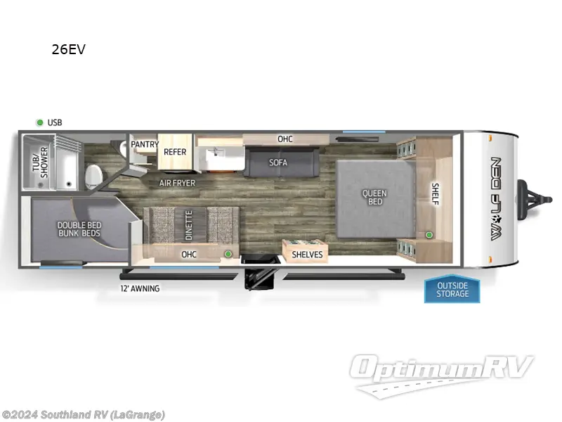 2025 Forest River Cherokee Grey Wolf 26EV Floorplan Photo