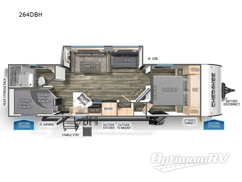 2023 Forest River Cherokee 264DBH Floorplan Photo