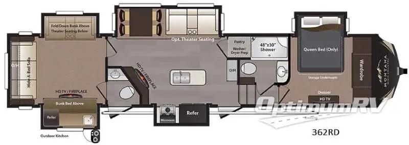 2016 Keystone Montana High Country 362RD Floorplan Photo