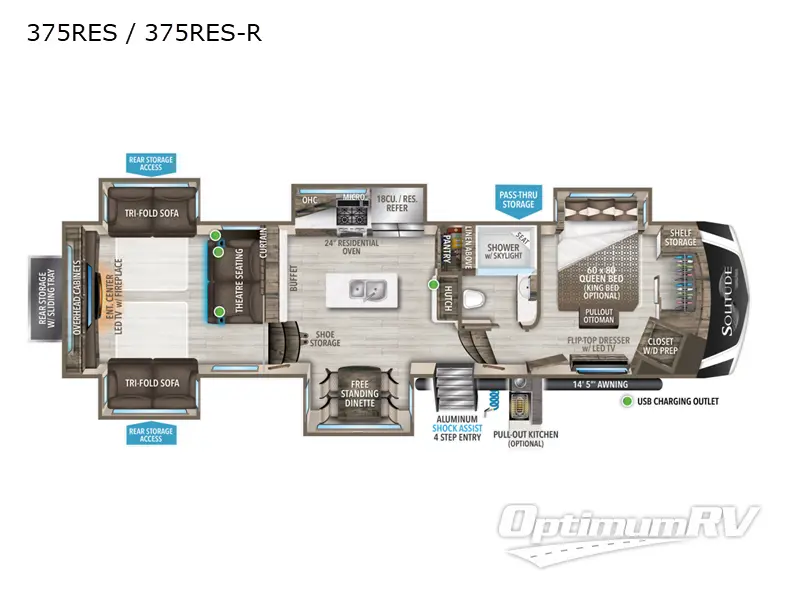 2022 Grand Design Solitude 375RES Floorplan Photo