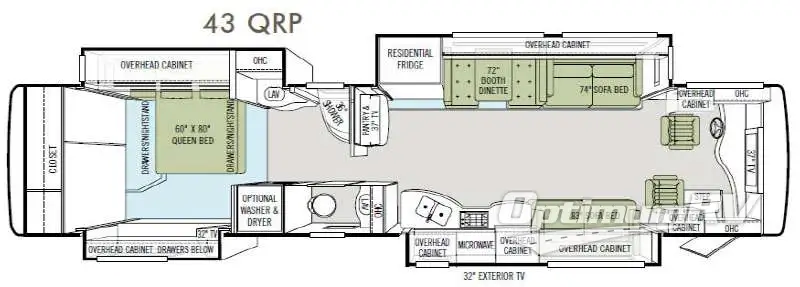 2011 Tiffin Allegro Bus 43 QRP RV Floorplan Photo