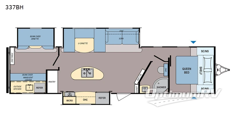 2019 Dutchmen Coleman Lantern Series 337BH Floorplan Photo