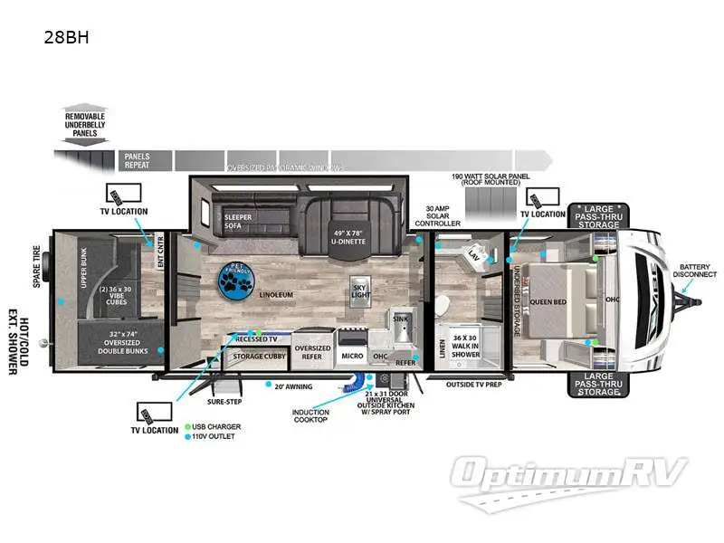2021 Forest River Vibe 28BH Floorplan Photo