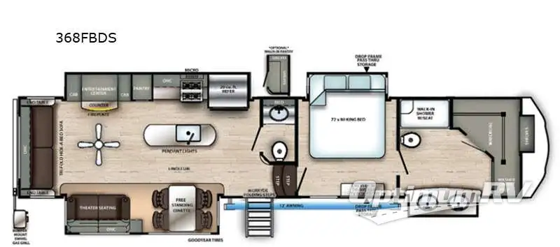 2021 Forest River Sandpiper 368FBDS Floorplan Photo