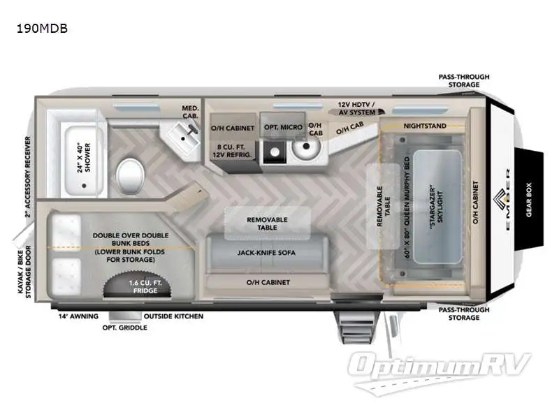 2023 Ember Overland Series 190MDB RV Floorplan Photo