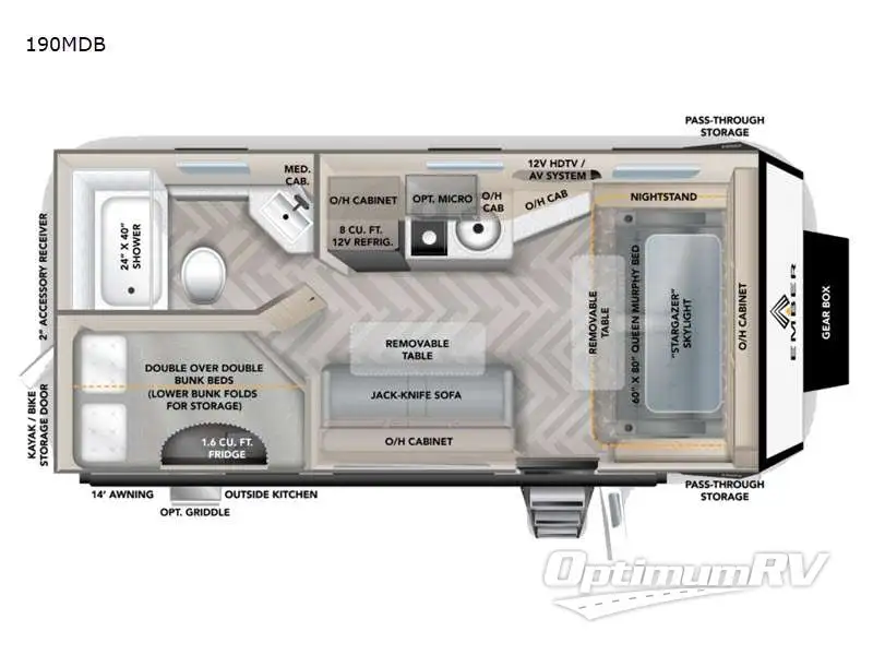 2023 Ember Overland Series 190MDB Floorplan Photo