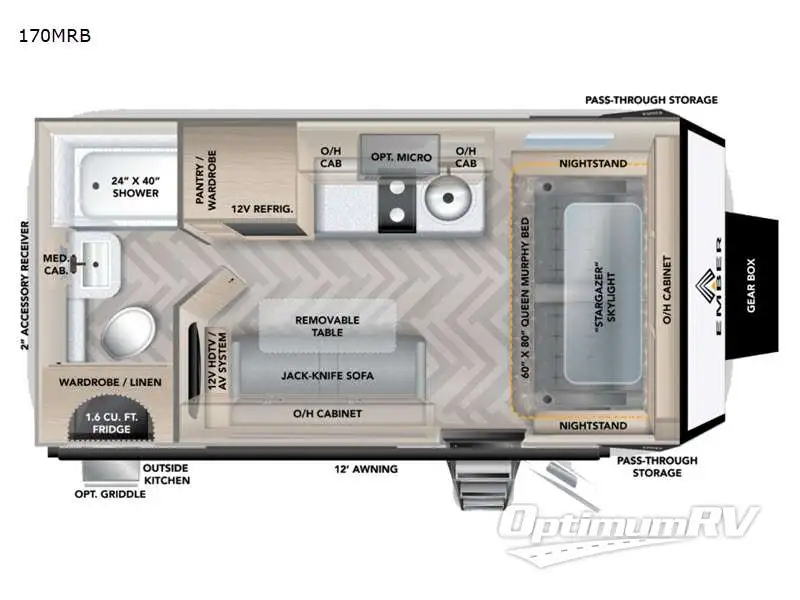 2023 Ember Overland Series 170MRB RV Floorplan Photo