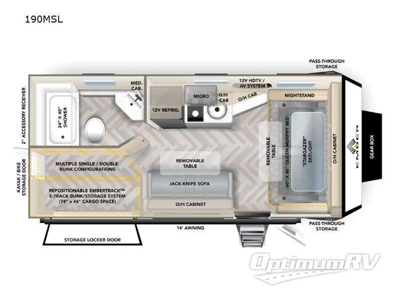 2023 Ember Overland Series 190MSL Floorplan Photo
