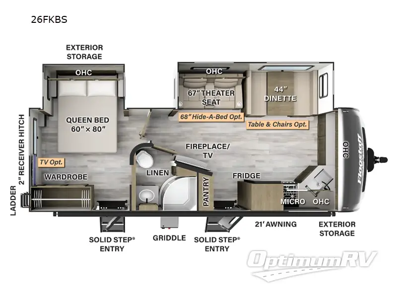 2024 Forest River Flagstaff Super Lite 26FKBS Floorplan Photo