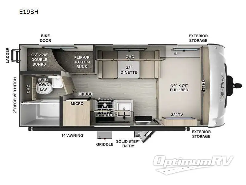 2024 Forest River Flagstaff E-Pro E19BH Floorplan Photo