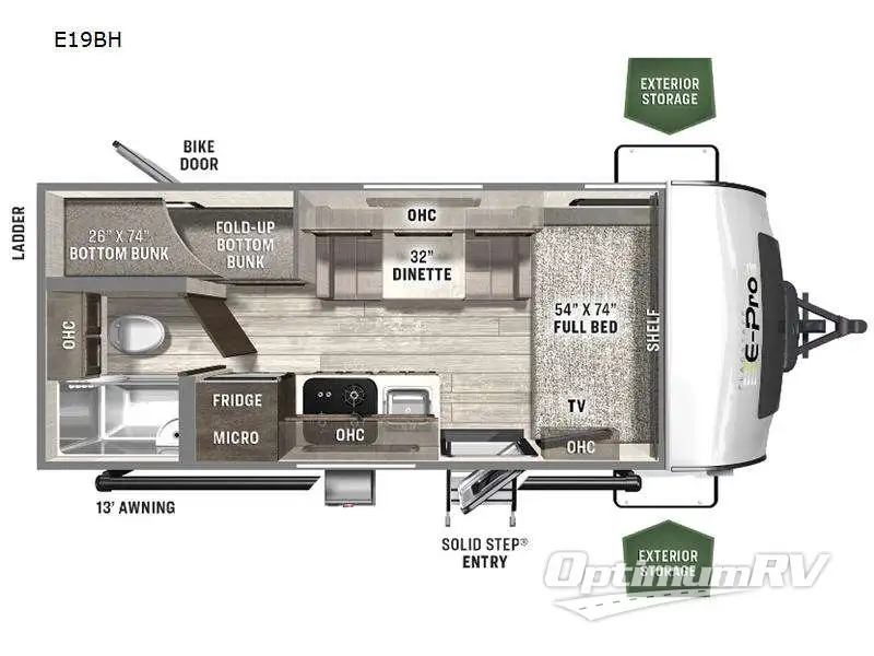 2024 Forest River Flagstaff E-Pro E19BH RV Floorplan Photo