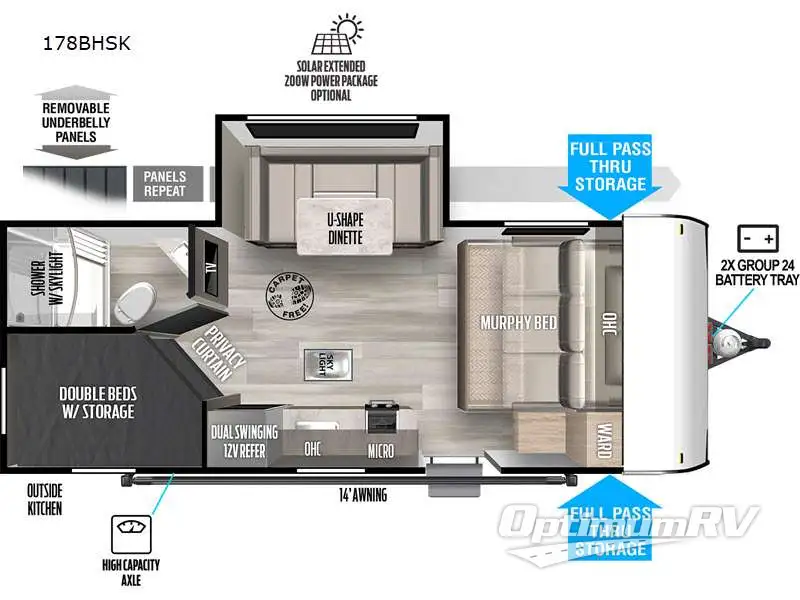 2024 Forest River Wildwood FSX 178BHSK RV Floorplan Photo