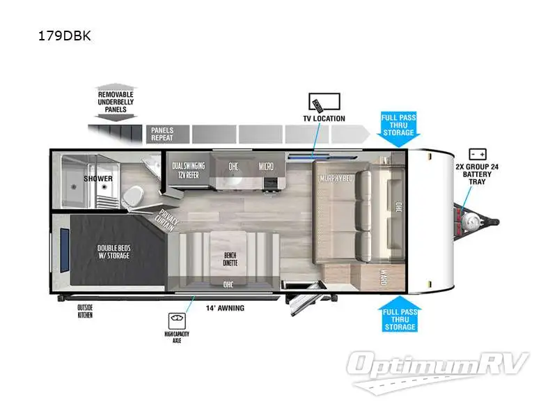 2024 Forest River Wildwood FSX 179DBK Floorplan Photo