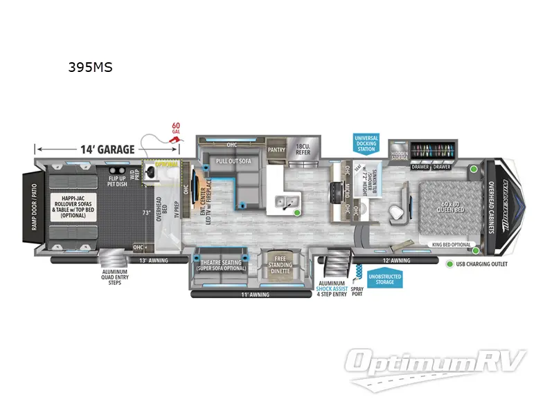 2024 Grand Design Momentum M-Class 395MS RV Floorplan Photo