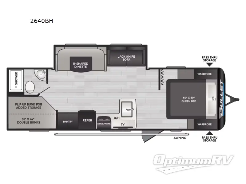 2025 Keystone Bullet Classic 2640BH Floorplan Photo