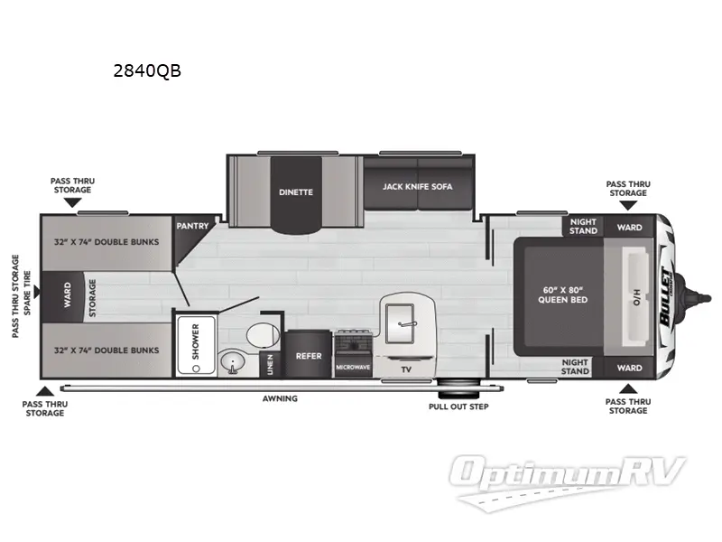 2025 Keystone Bullet Classic 2840QB Floorplan Photo