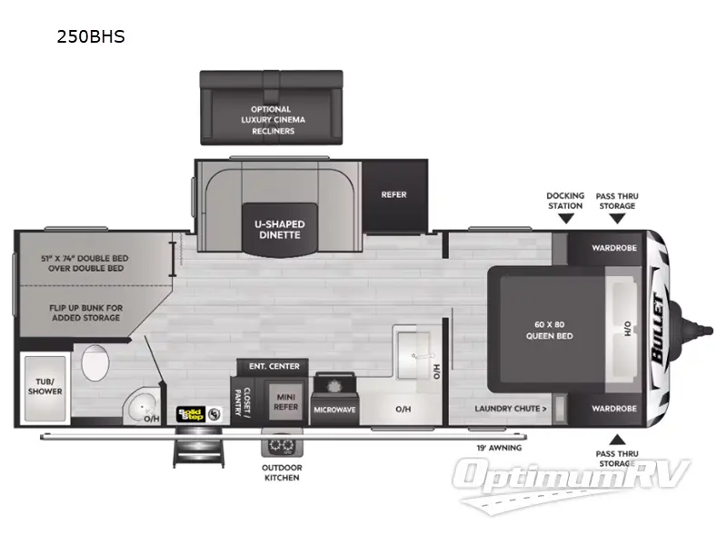 2023 Keystone Bullet 250BHS Floorplan Photo