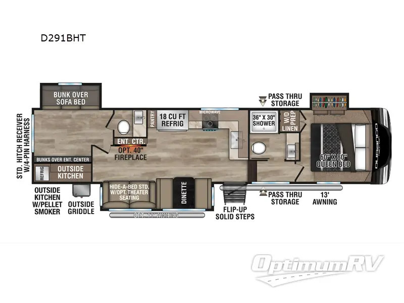 2024 KZ Durango Half-Ton D291BHT RV Floorplan Photo