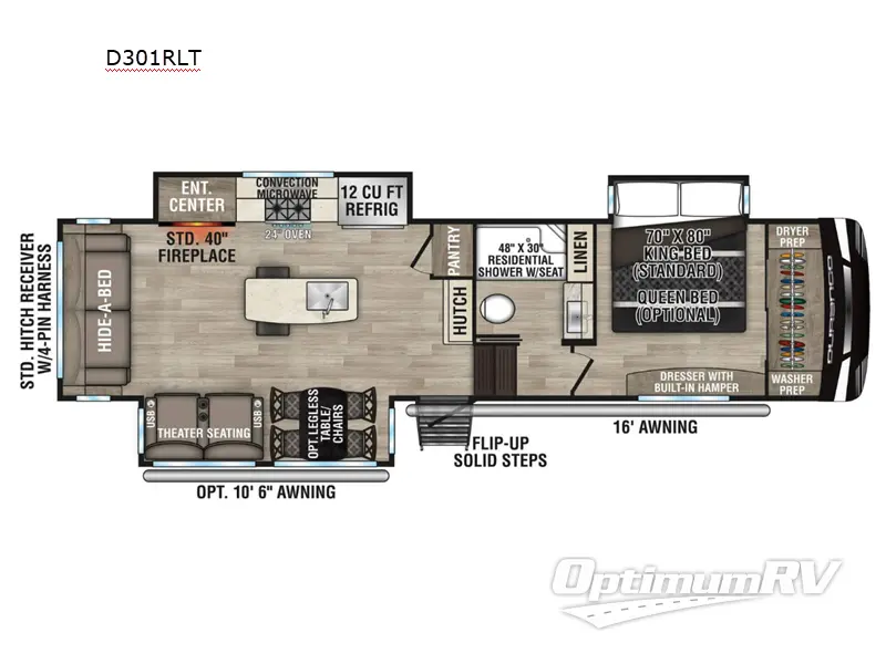 2024 KZ Durango D301RLT RV Floorplan Photo