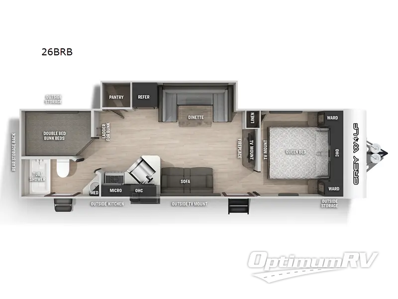2022 Forest River Cherokee Grey Wolf 26BRB Floorplan Photo